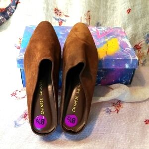 CHINESE LAUNDRY Logan brown suede Heeled Mule Pointed Toe Size 8.5 NWT